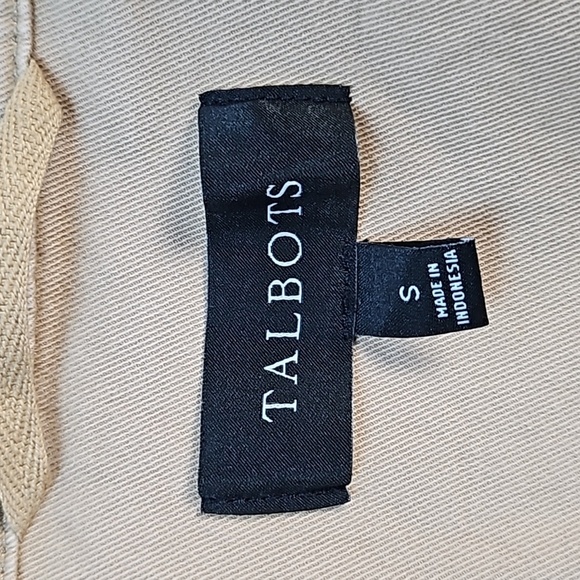 Talbots Stretch Twill Khaki Tan Cinch Waist Zip & Snap Front Field Jacket - Picture 14 of 16